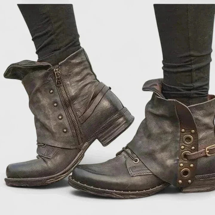 Rosalind | Striking Vintage Ankle Boots in Leather Look
