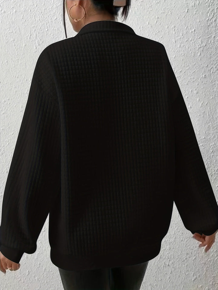 Adelina | Women's Quarter-Zip Textured Sweater with Relaxed Cut