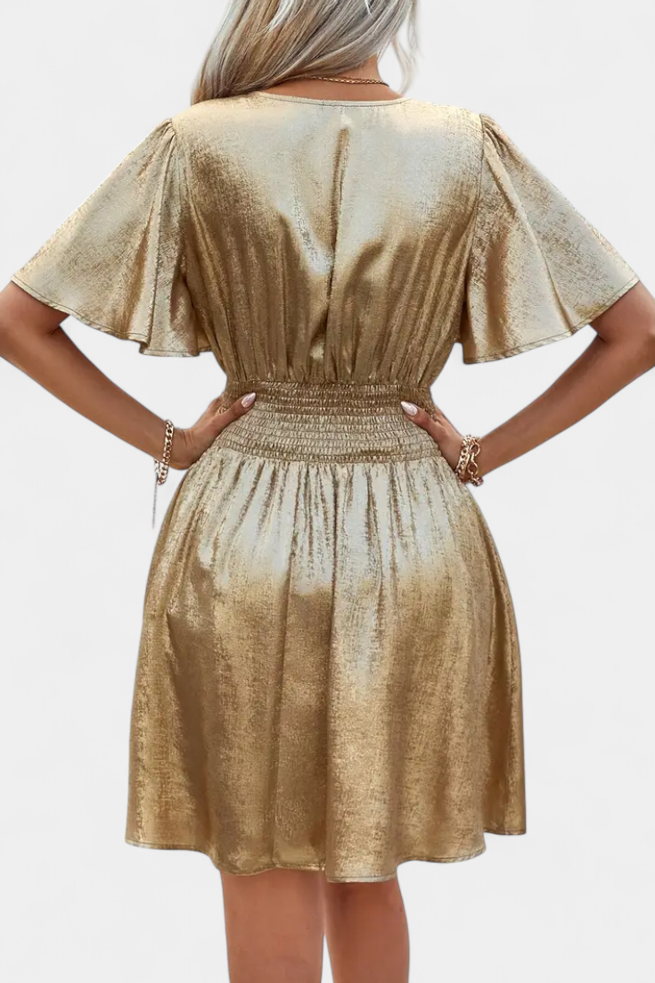 Adalee Women's Dress with V-Neck and Crossed Waist - Elena Harper