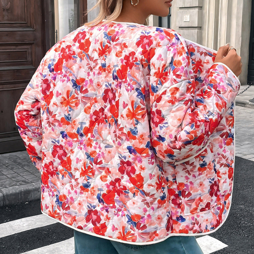 Women's Printed Button-Up Shirt with Pockets, Relaxed Fit