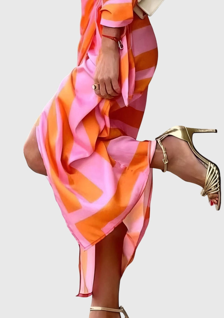 Women's Elegant Printed Wrap Dress - Flattering V-Neck