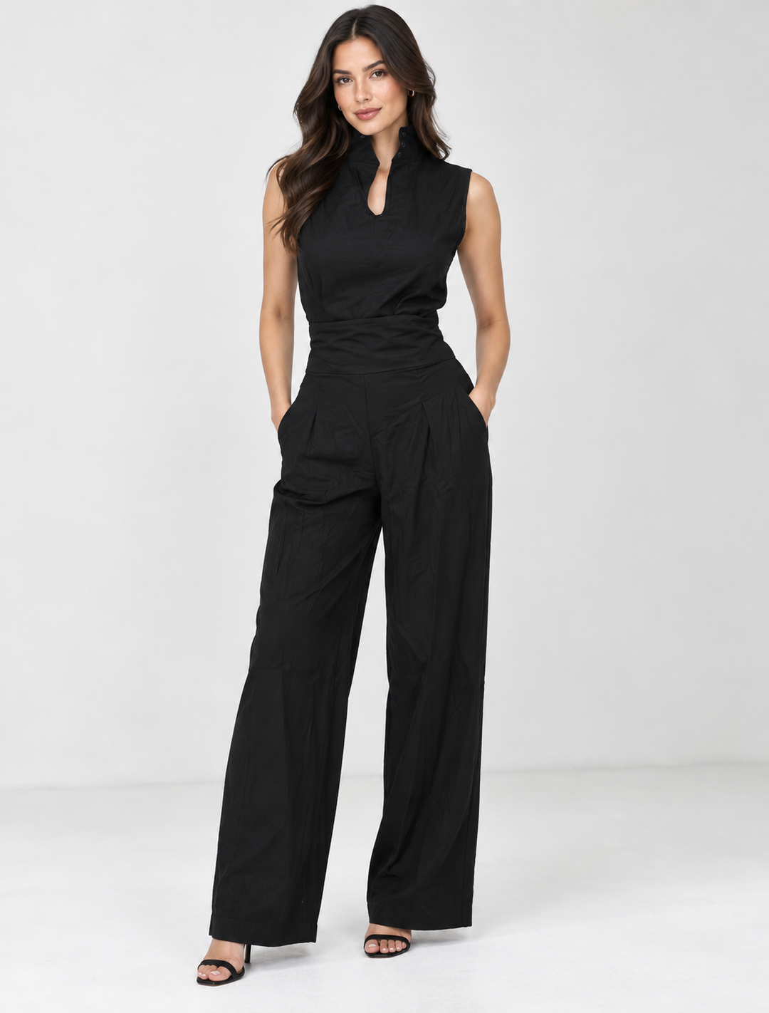 Women's Sleeveless Wide Leg Jumpsuit - Effortless Chic Style