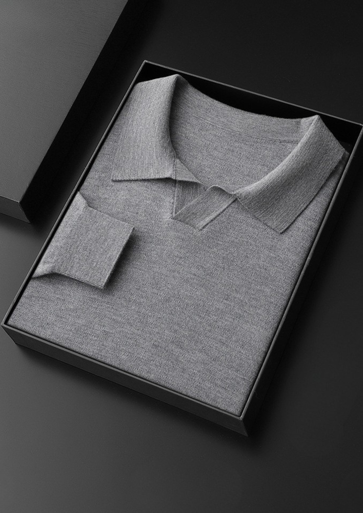 100% CASHMERE BUTTONLESS SWEATER POLO.