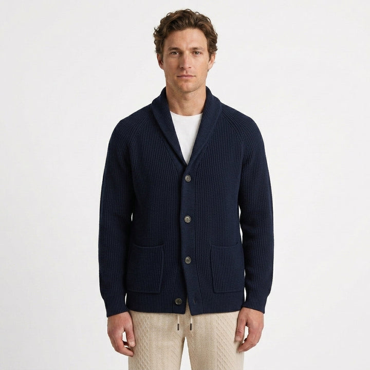 Ribbed Shawl Collar Cardigan