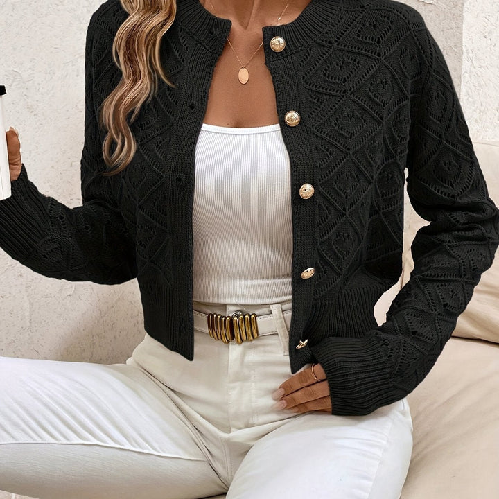 Women's Buttoned Openwork Cardigan - Elegant and Lightweight