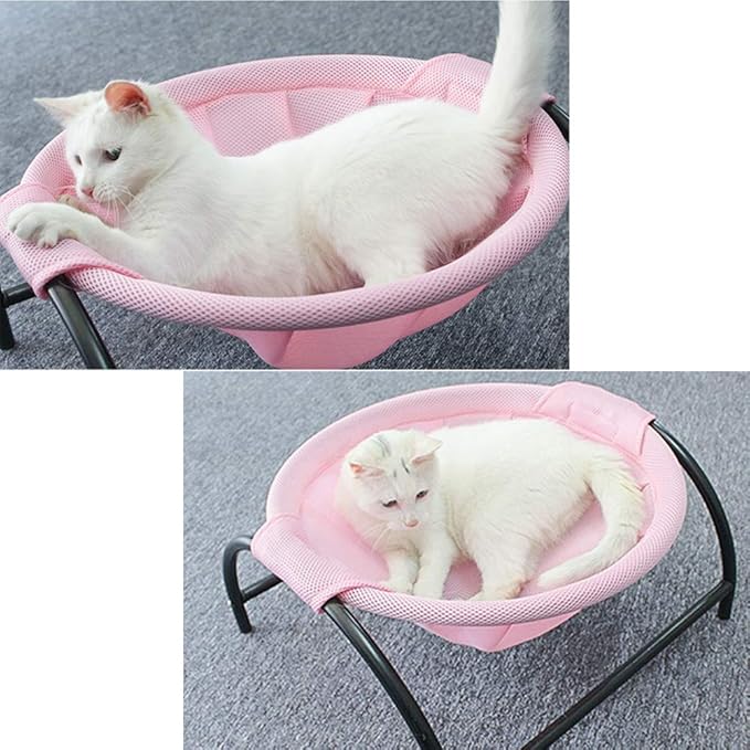 Cozy Cat Hammock Bed - Breathable Elevated Pet Perch with Metal Frame