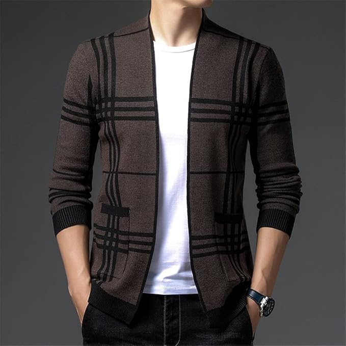 ELENA HARPER™  |  CHECKED KNIT CARDIGAN FOR MEN