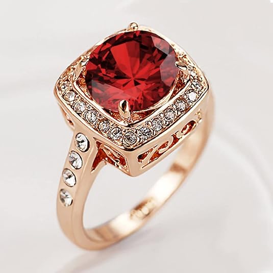 Elegant rose gold ring with cubic zirconia halo, view 4 - Elena Harper