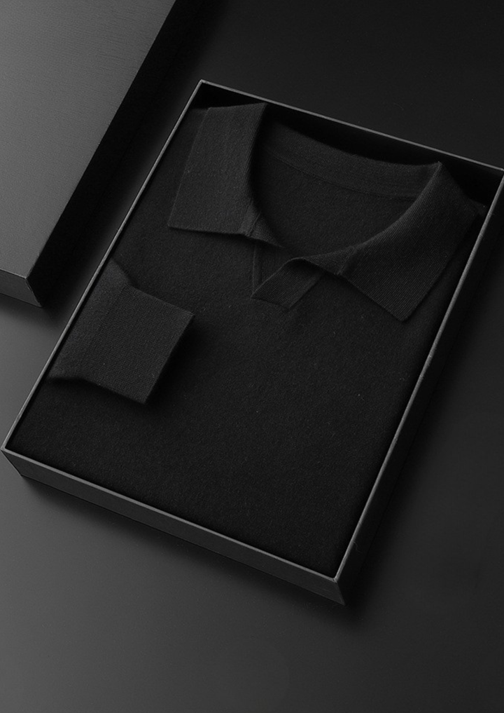100% CASHMERE BUTTONLESS SWEATER POLO.