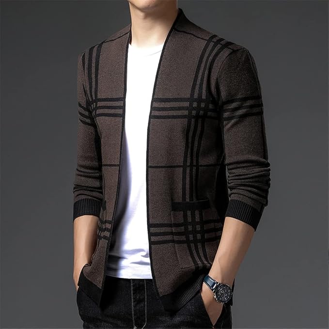ELENA HARPER™  |  CHECKED KNIT CARDIGAN FOR MEN