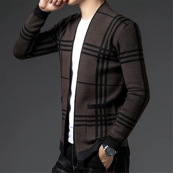 ELENA HARPER™  |  CHECKED KNIT CARDIGAN FOR MEN