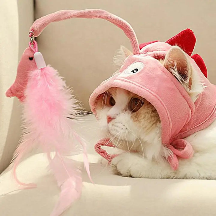 Cat's Funny Costume Hat with Playful Toy Pendant