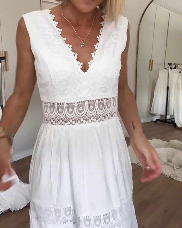 Taya White Lace Dress Clover, view 3 - Elena Harper