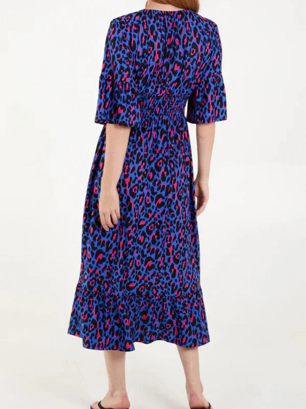 Avery Lightweight Ruffled Dress in Vintage Look, view 5 - Elena Harper