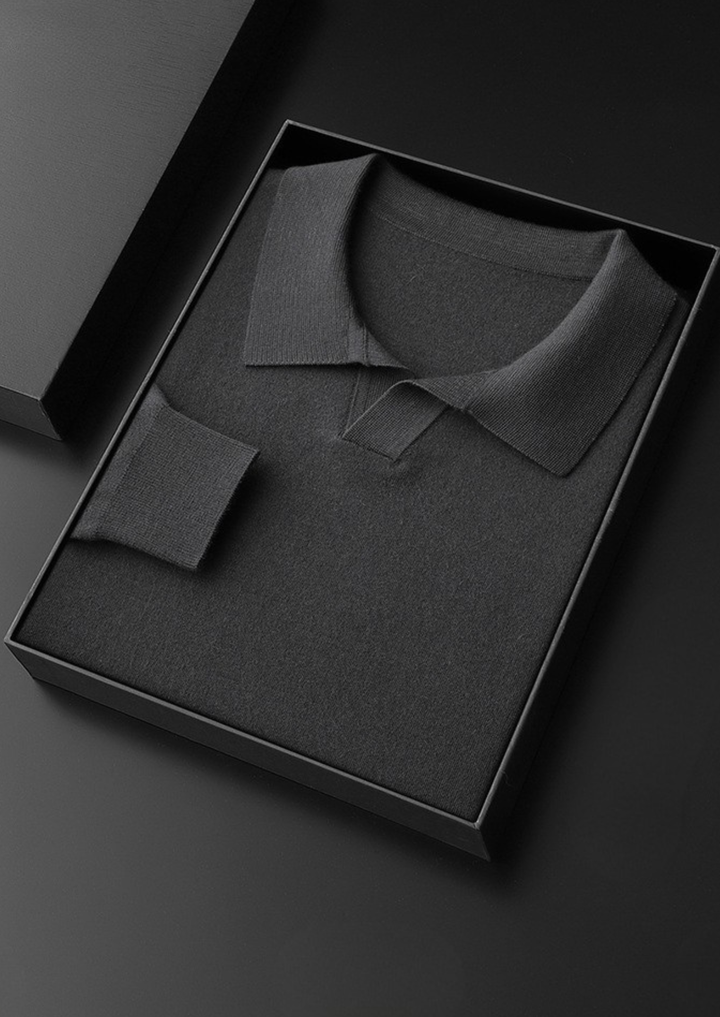 100% CASHMERE BUTTONLESS SWEATER POLO.