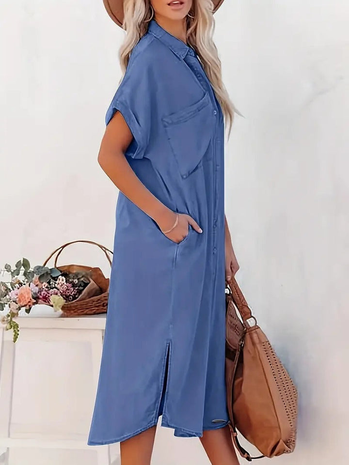 Samira-Shirt dress with fixed pockets - Elena Harper