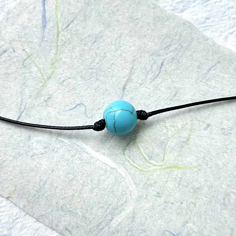 Bohemian Turquoise Stone Bead Adjustable Necklace - Elena Harper