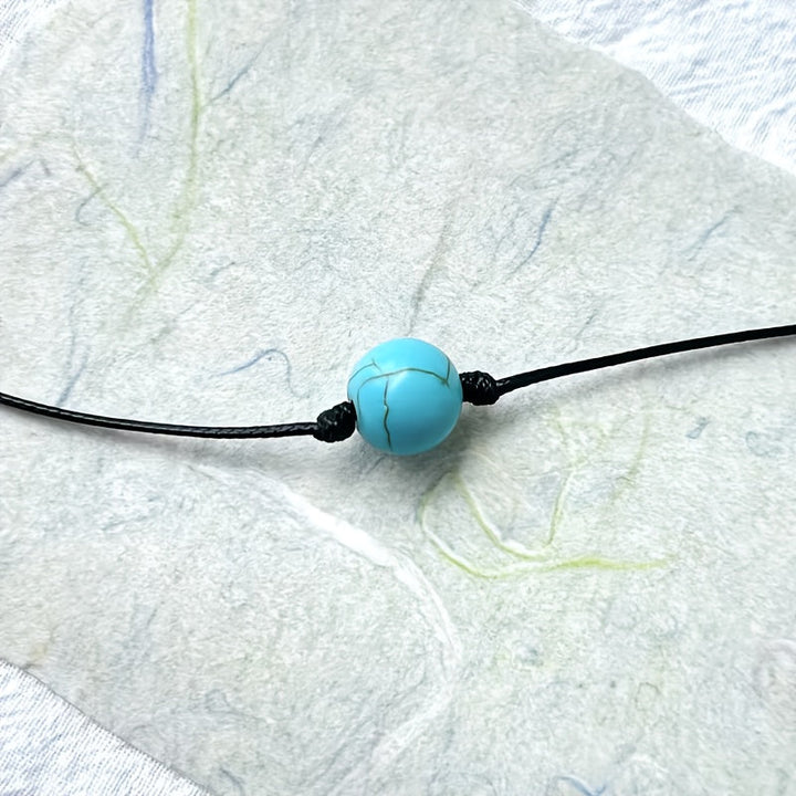 Bohemian Turquoise Stone Bead Adjustable Necklace - Elena Harper