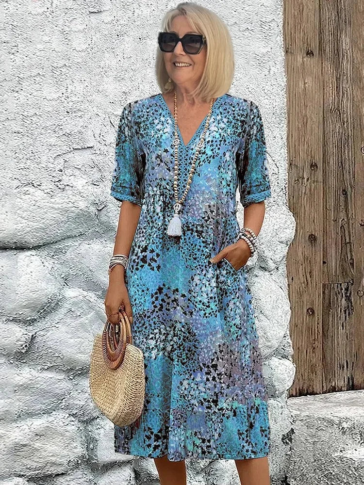 Susan Carefree Boho Midi Dress - Elena Harper