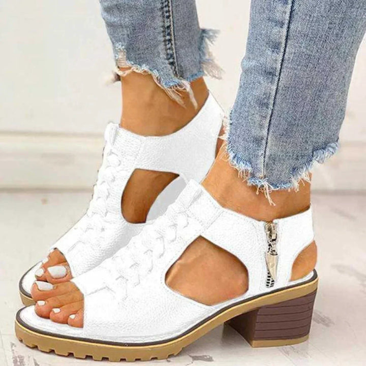 Benita Orthopedic Sandal with Side Zipper, view 2 - Elena Harper