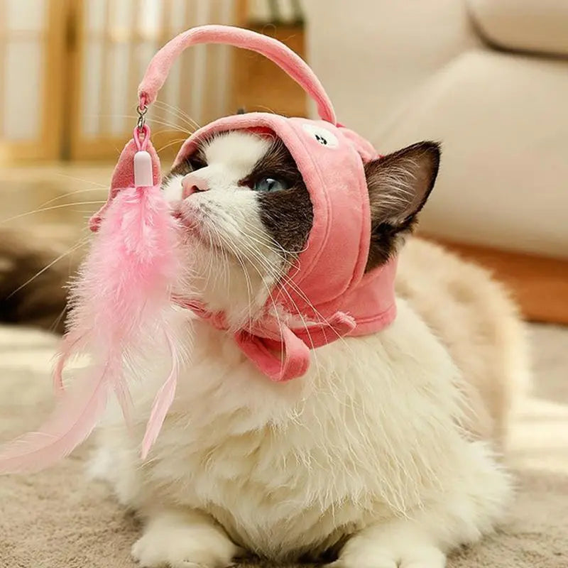 Cat's Funny Costume Hat with Playful Toy Pendant