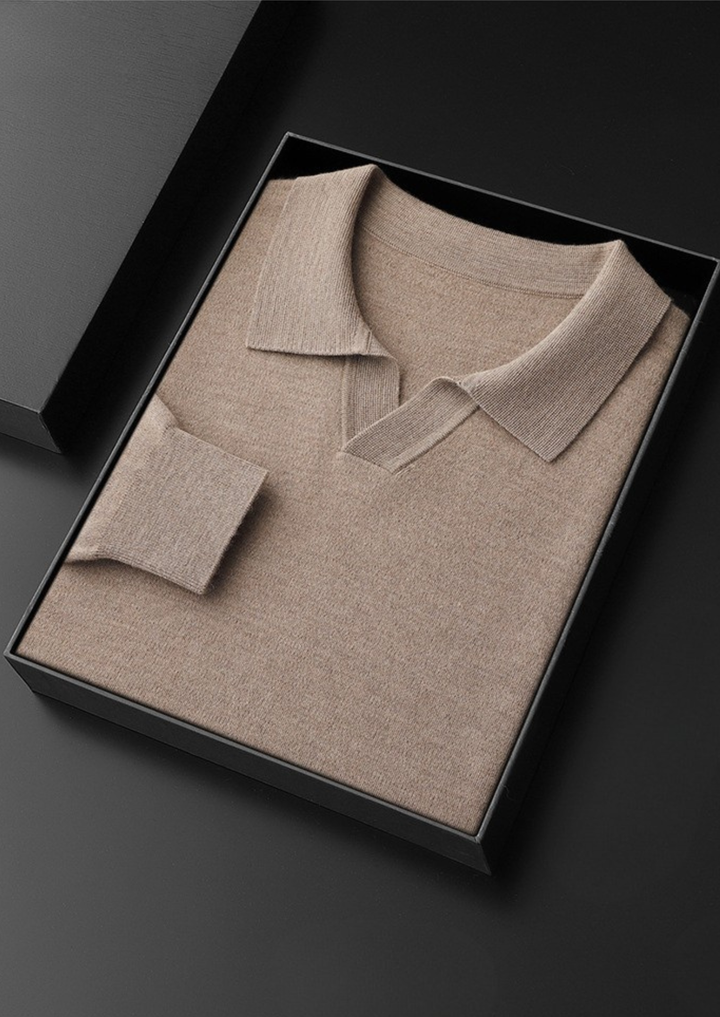 100% CASHMERE BUTTONLESS SWEATER POLO.