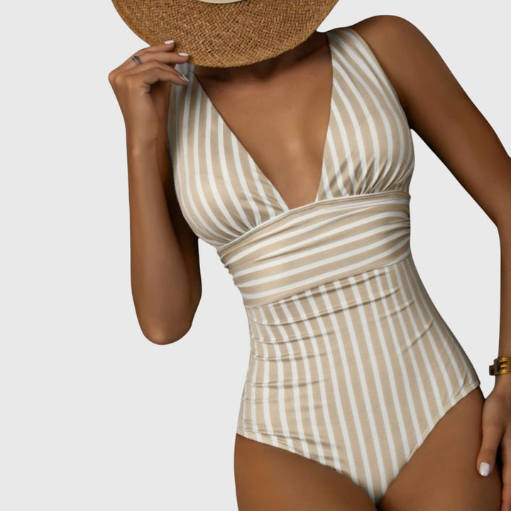 Women’s Tailored Swimsuit – V-Neck, Suitable for Summer and Beach Use