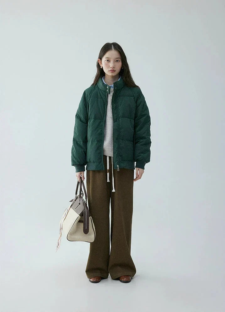 Annora Down Filled Puffer Jacket with High Stand Collar for Women - Elena Harper