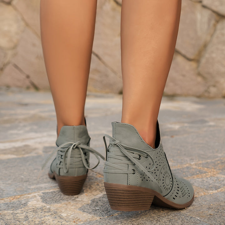 Isabelle - Elegant Western Cut-Out Ankle Boots