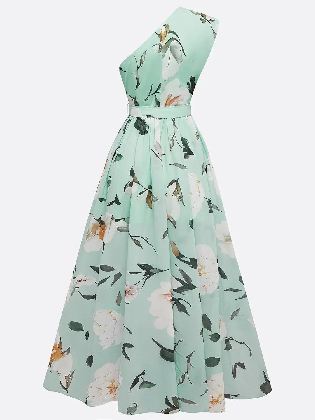 Women's Elegant Ruched One Shoulder A-Line Maxi Dress