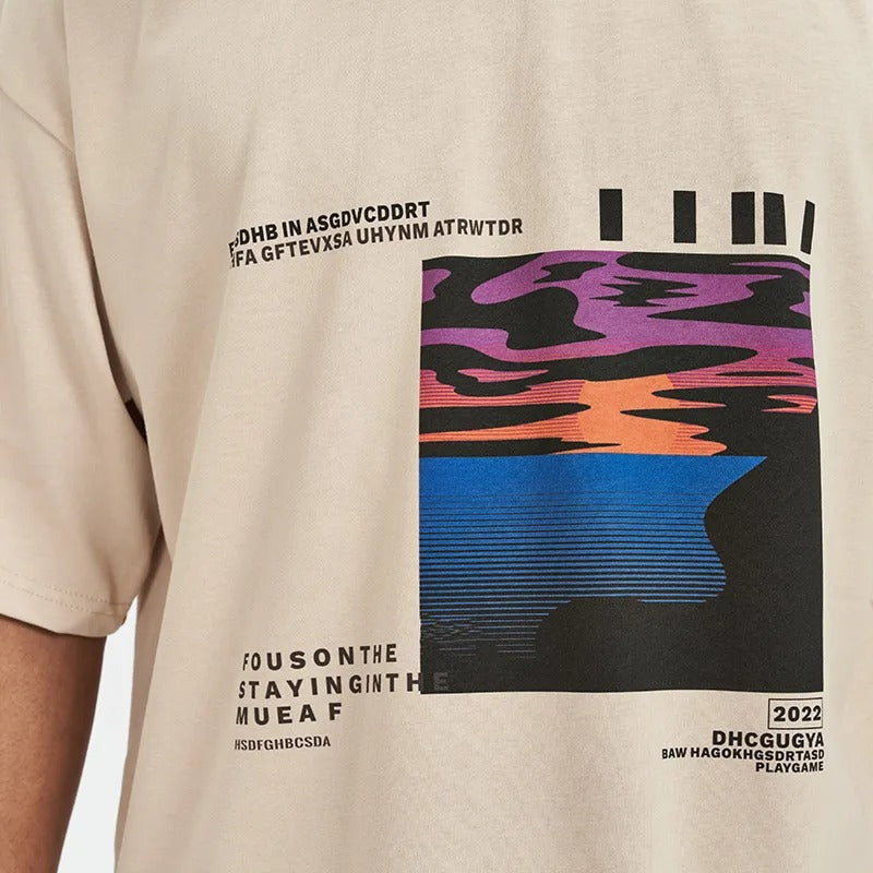 Men's Oversized Cotton T-Shirt with Graphic Print - Joel