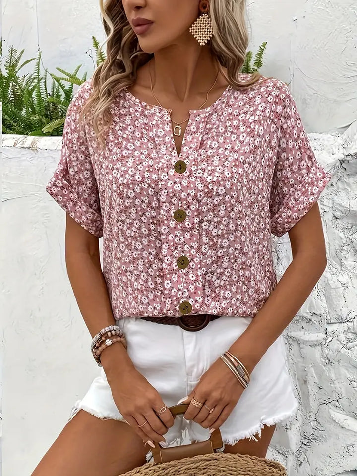 Doris Women's Stylish Blouse with Floral Autumn Print, view 5 - Elena Harper