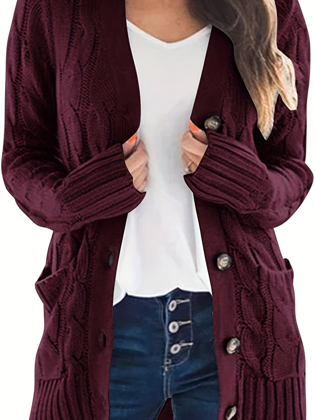 Caroline - Elegant Twisted Cardigan with Patch Pockets