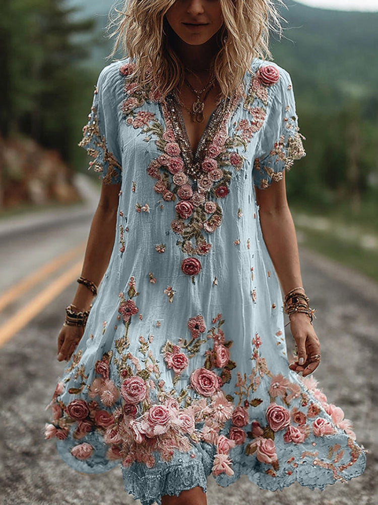 Azalea™ | Elegant Swinging Short Sleeve Dress in Vintage Style