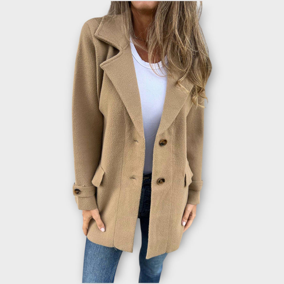 Classic Casual Coat with Front Buttons - Elena Harper