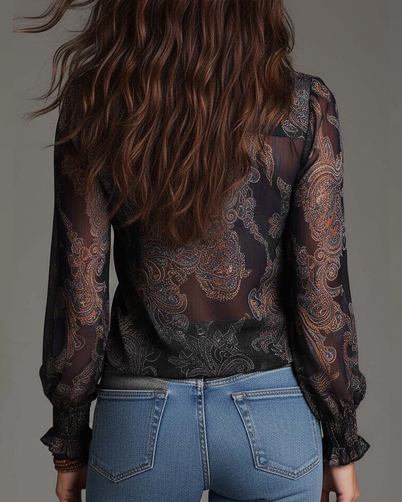 Demi Zip Ruffled Retro Blouse - Elena Harper