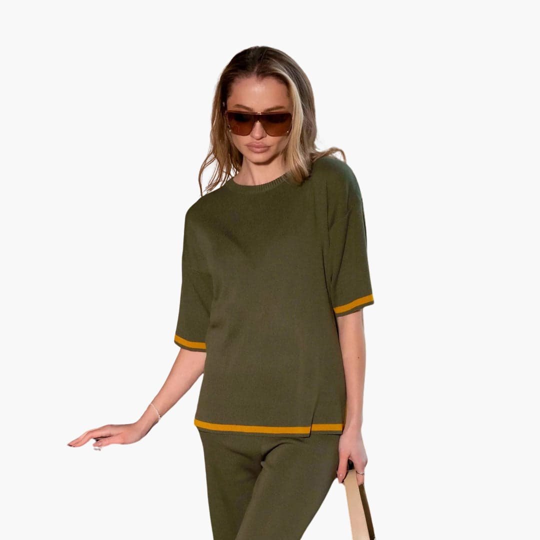 Celine | Casual and Chic Knit Set with Short Sleeves