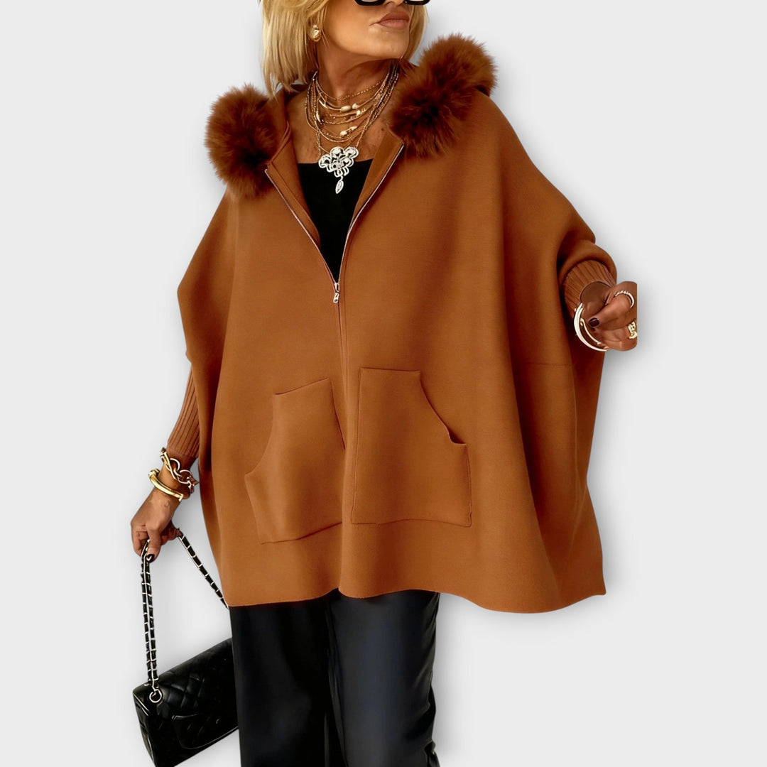 Luxury Faux Fur Hooded Coat - Elena Harper