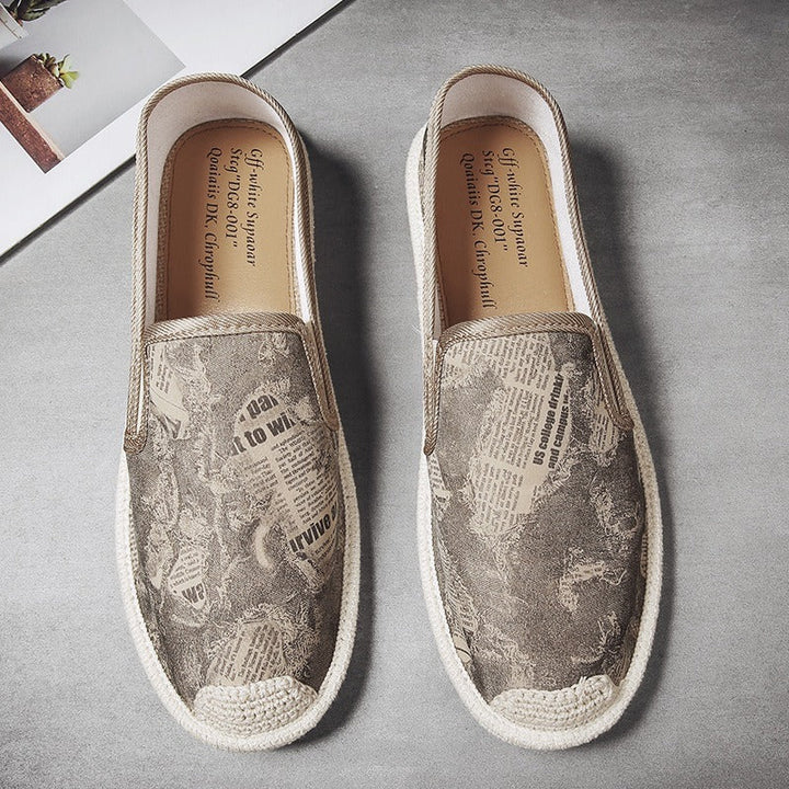 Men's Slip-On Flat Shoes with Newspaper Design Arlen, view 5 - Elena Harper