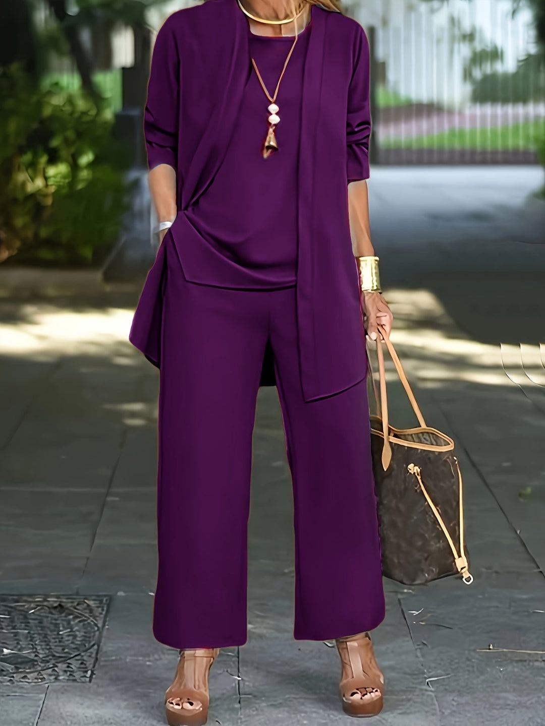 Cilla™ | Chic three-piece set in solid color
