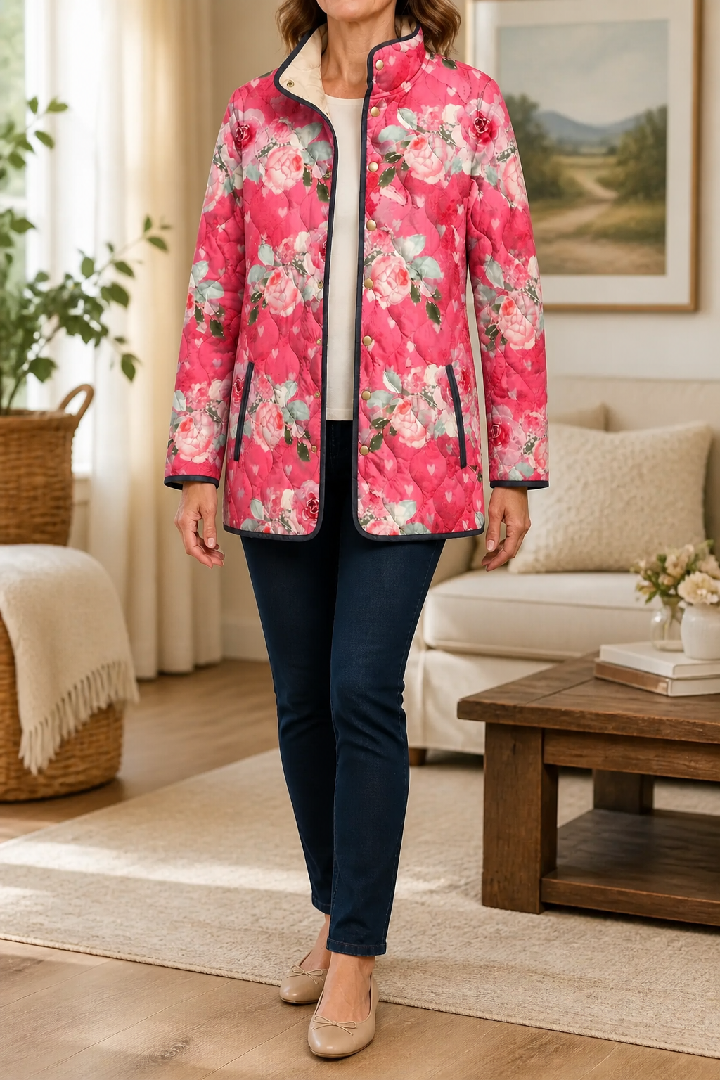 Lisa | Stylish and Comfortable Women's Puffer Jacket with Floral Pattern
