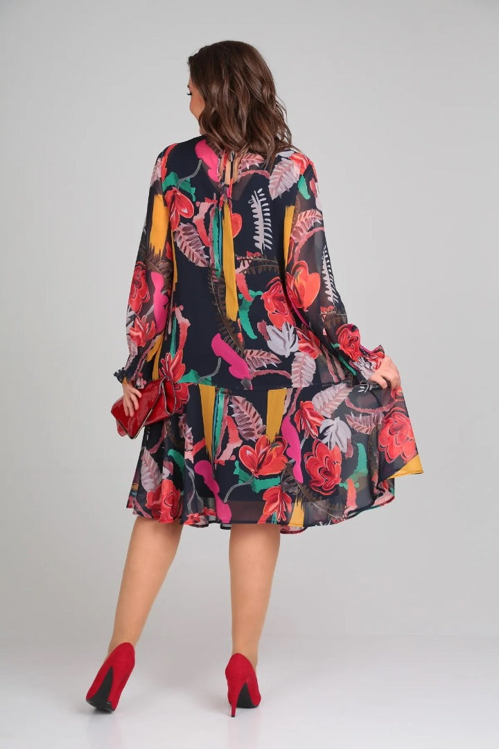 Andrea Fashionable Floral Dress, view 8 - Elena Harper