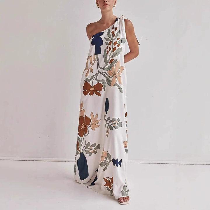 MILLIE – PRINTED ONE-SHOULDER MAXI DRESS