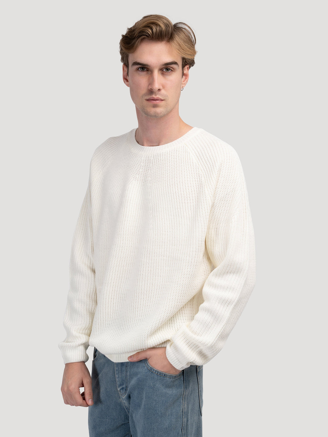 Men's Chunky Ribbed Crew Neck Jumper – Viktor