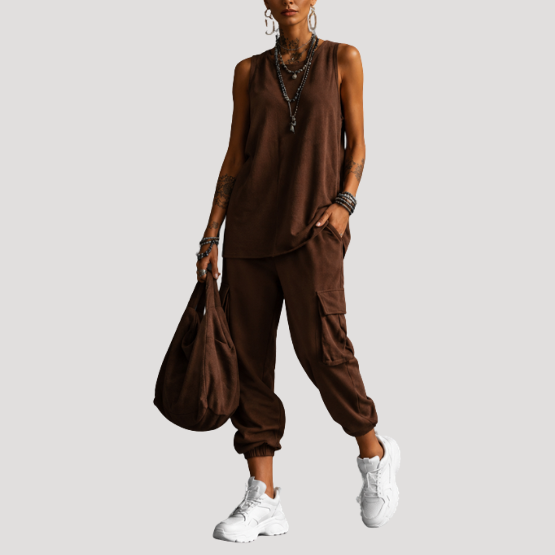 Casual Sleeveless Women's Cargo Set
