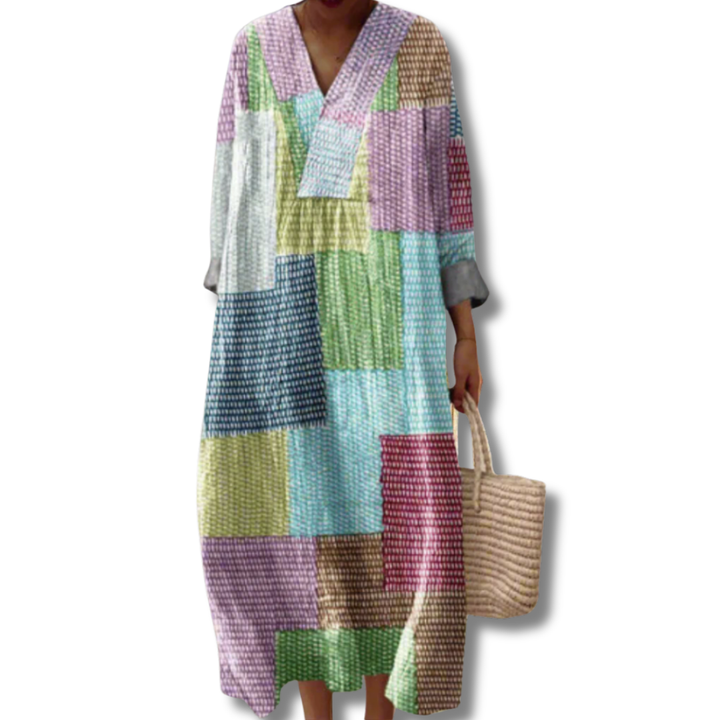 Aria Geometric summer flow dress - Elena Harper
