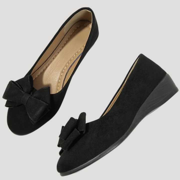 Wedge Ballet Flats with Elegant Bow
