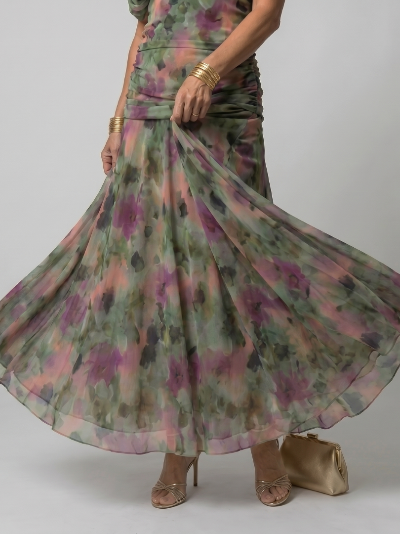 Calen Off Shoulder Flow Midi Dress - Elena Harper
