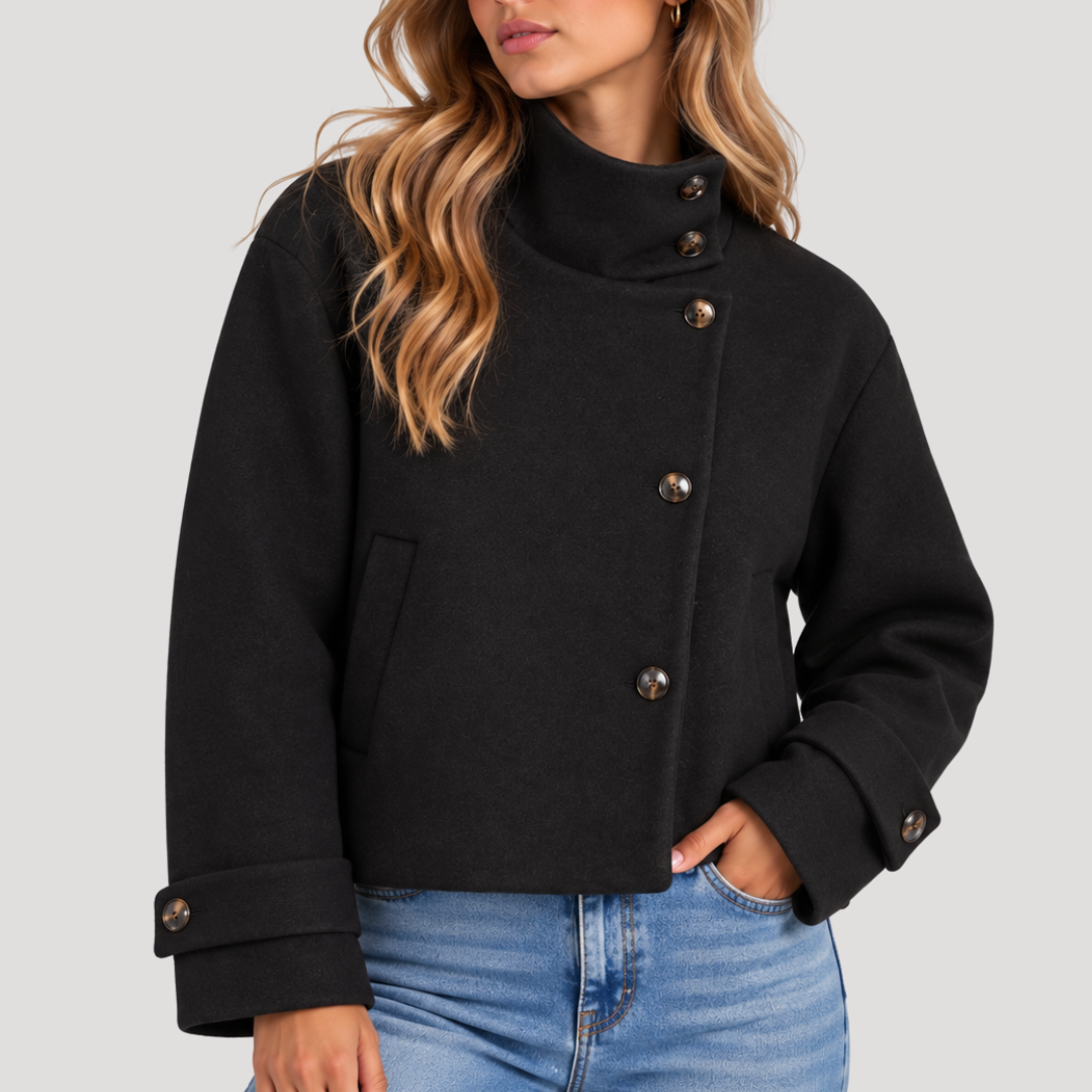 Short Women's Jacket with High Collar