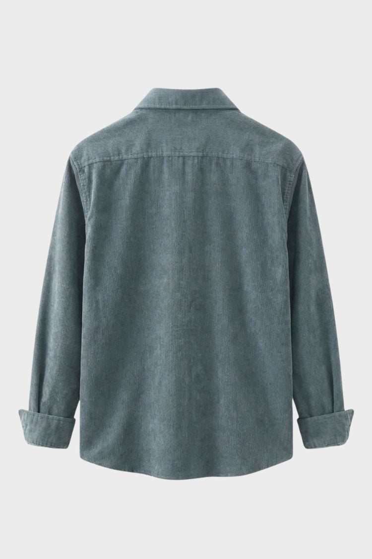 Men's Cord Shirt with Button Placket and Chest Pocket